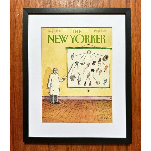 Framed 1986 The New Yorker Magazine August 4 Cover Roz Chast Ice Cream Chart - Picture 1 of 3